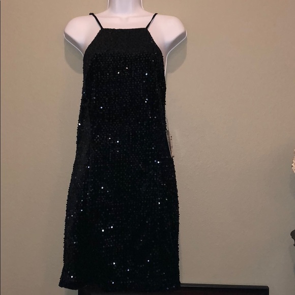 Express open back Black Velvet and Sequin Dress S - Picture 4 of 6